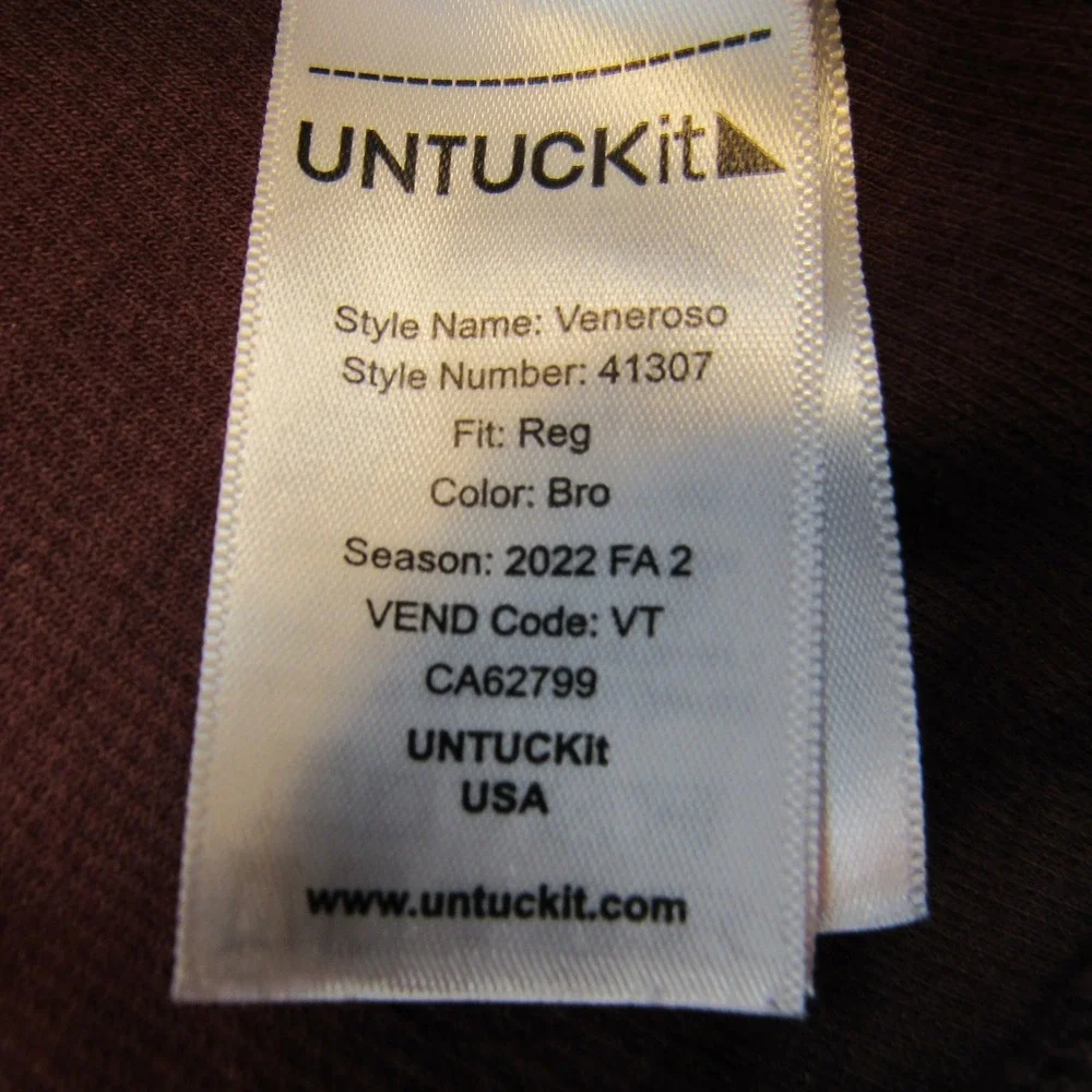 UNTUCKit Henley Sweatshirt Mens XXL Brown Excellent Veneroso 41307 Long Sleeve